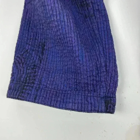 CHICOS PURPLE&BLACK COTTON MANDARIN COLLAR DECORATIVE SILVER BUTTONS REVERSIBLE - Picture 4 of 6